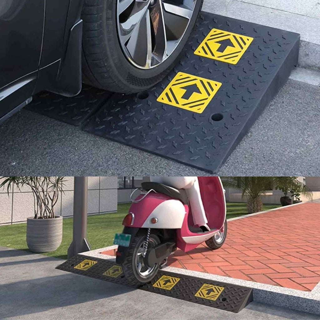 Car Ramps High Strength Rubber Material, Door Threshold Ramp Anti-Slip Surface and Hollow Grid at The Bottom, Water Channel Design for Cars, Wheelchairs(50x50x10cm/20x20x4in)