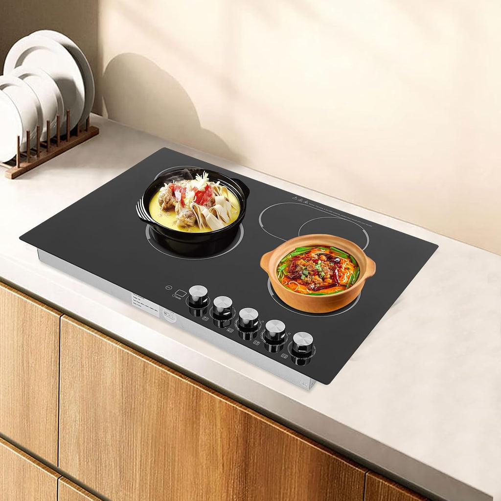 Electric Cooktop,Electric Stovetop,4 Burners Electric Cooktop,29.53 * 20.08in Electric Smoothtop Style Cooktop with 4 Elements,Induction Cooktop Stovetop with Booster and Timer (4 Burners)