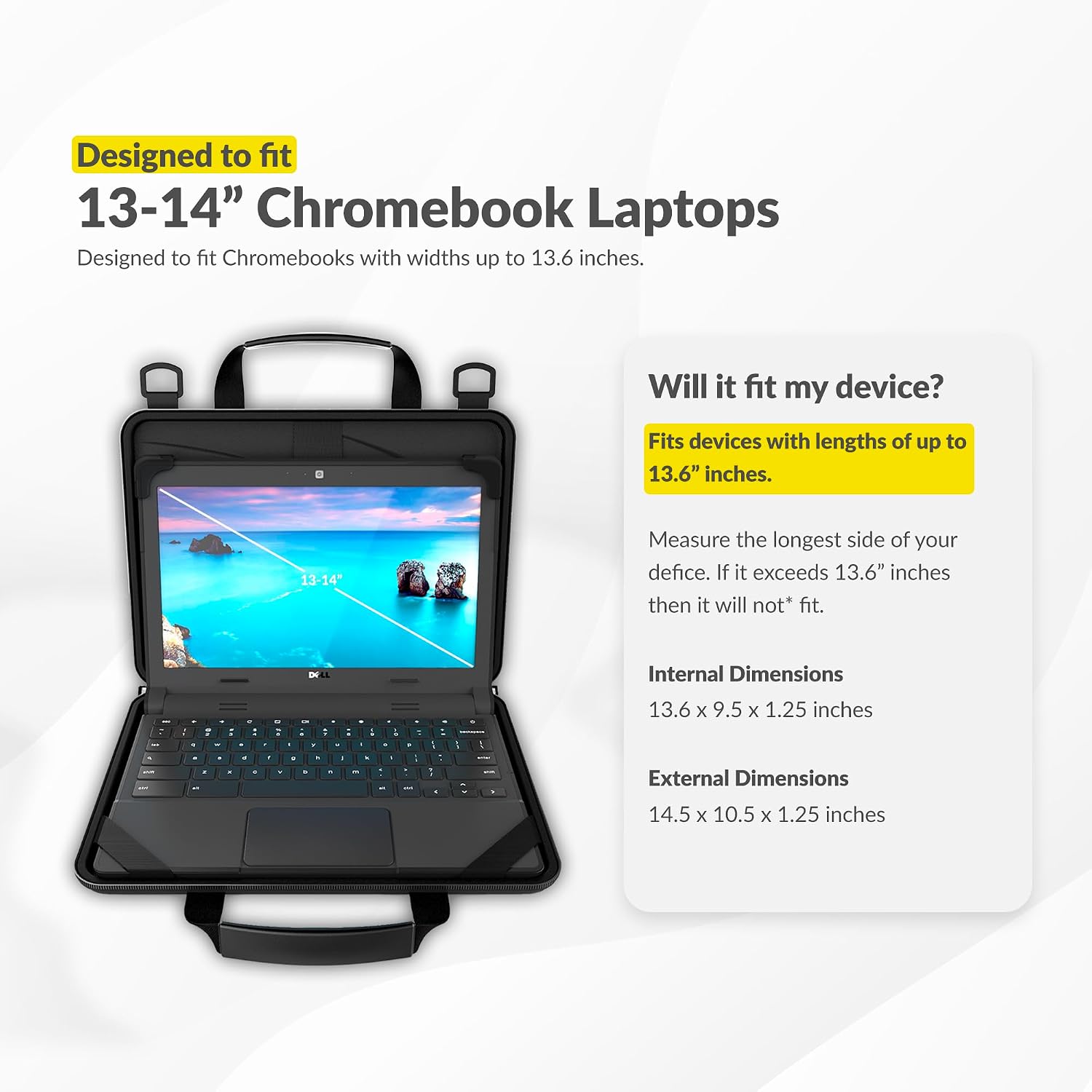 UZBL 13-14 Inch Always-on Chromebook Protective Hard Case with Accessory Pouch and Adjustable Shoulder Strap (20 Pack)