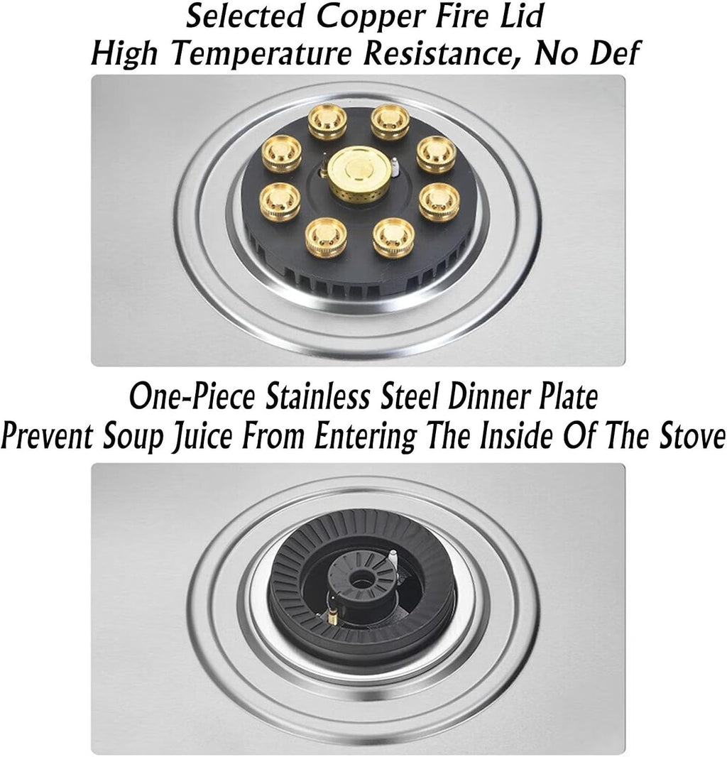 Propane Stove,2 Burners Portable Propane Stove,Stainless Steel Gas Cooktop,Maximum 17742.4BTU Suitable for RV Apartments and Kitchen(silver) (Color : LPG)