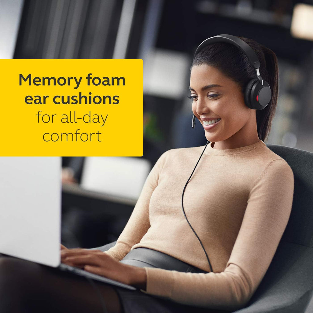 Jabra Evolve2 40 SE Wired Stereo Noise-Cancelling Headset - Features 3-Microphone Call Technology and USB-A Cable - MS Teams Certified, Works with All Other Platforms - Black