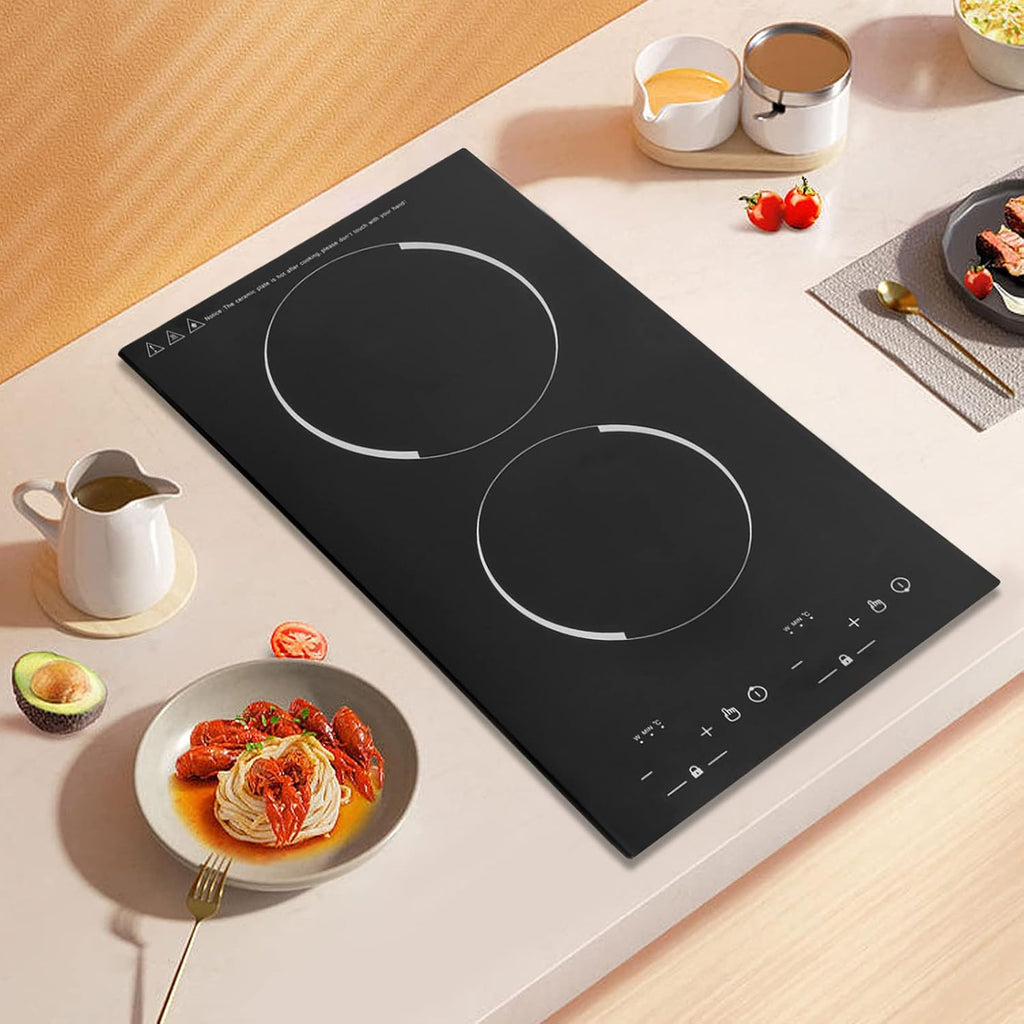 Double Induction Cooktop Induction Cooker 2 Burners, Electric Cooktops with 1800W Sensor Touch, 9 Temperature & Power Levels,Independent Control, 110~120 Volt Plug in Electric Stove