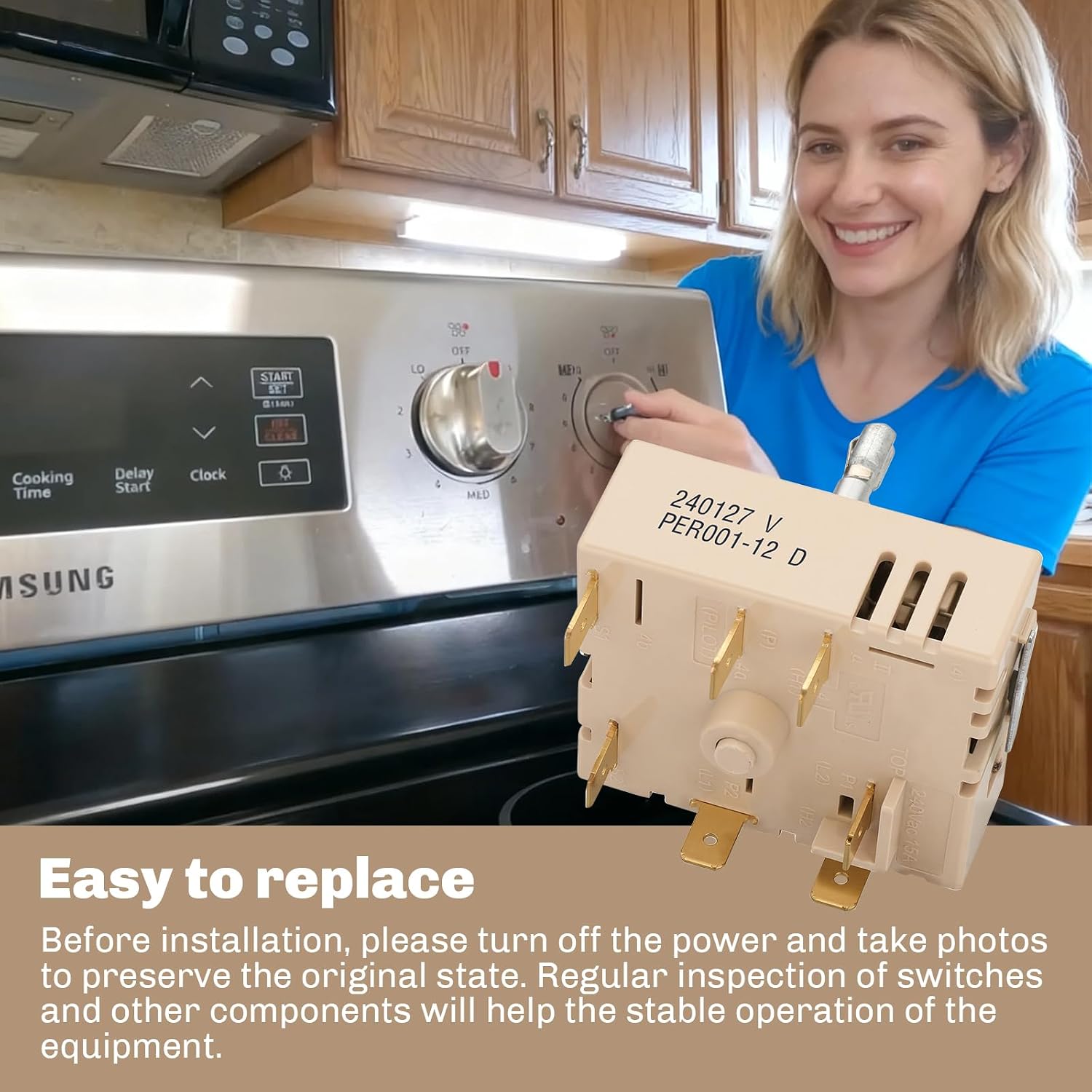 This DG44-01006B/PER001-12D two-position rotary switch is compatible with Samsung gas stove control panels and can be used to replace and repair gas stove components - 2-pack