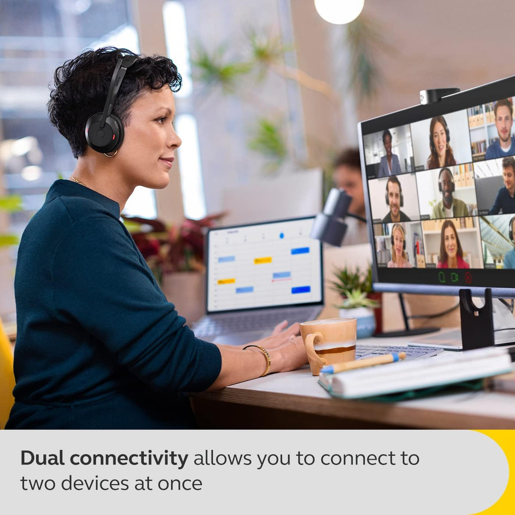 Jabra Evolve2 55 Mono Wireless Headset - Features AirComfort Technology, Noise-Cancelling Mics & Active Noise Cancellation - MS Teams Certified, Works with Other Platforms - Black