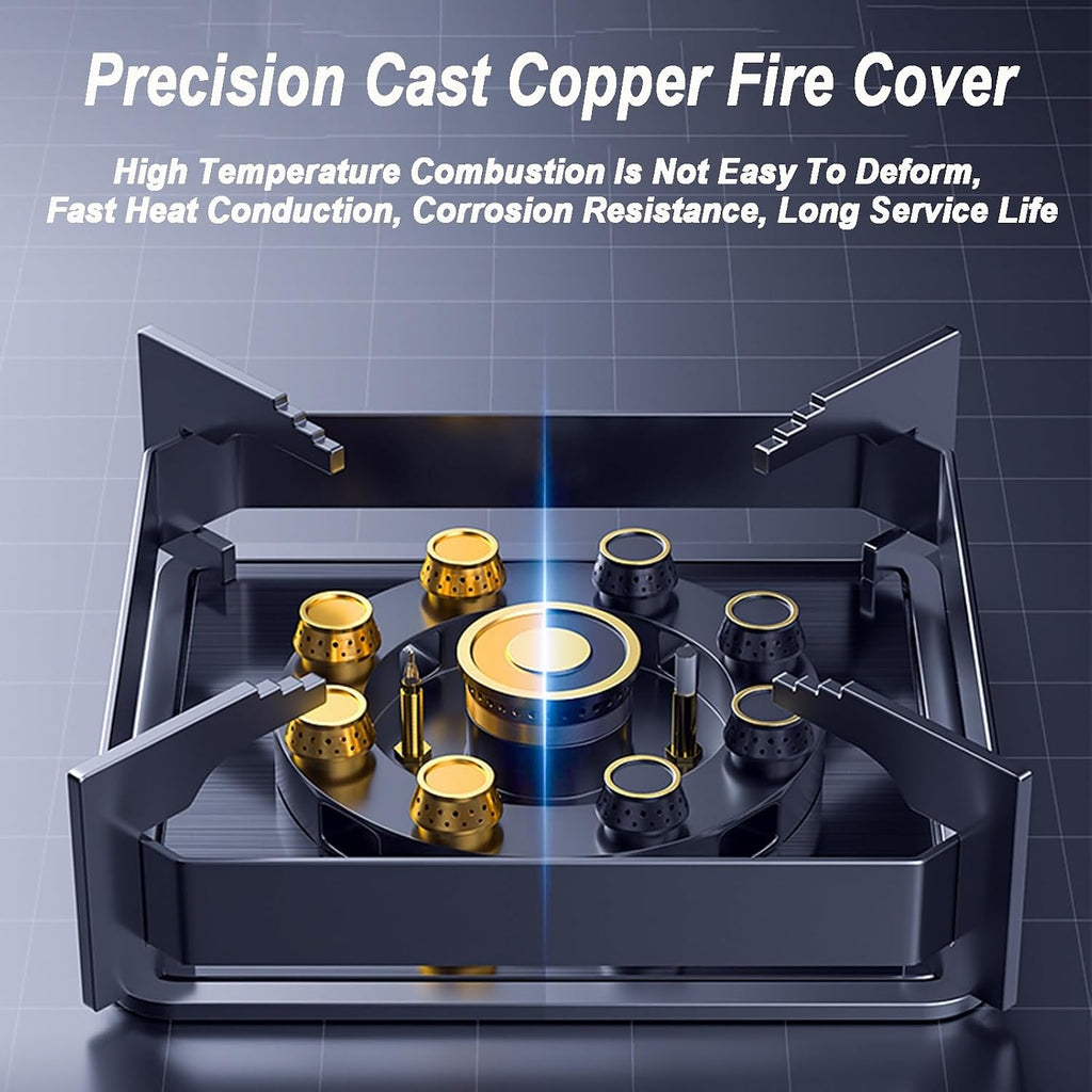 Gas Stove Single Burner,Tempered Glass 5.2KW Nine-Cavity High-Fire Burner,Natural Gas/Liquefied Gas Conversion Stove,with Flameout Protection and Timer(LPG)