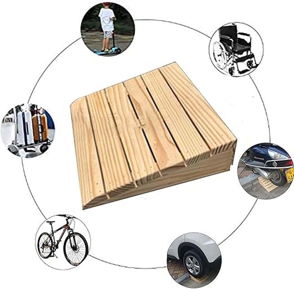 Threshold Ramp, Wood Threshold Ramps for Doorways Garden Steps Patio Door, Wheelchairs Ramps with Accessories, Non-Slip Entry Ramp for Wheelchairs Walkers Motorcycle