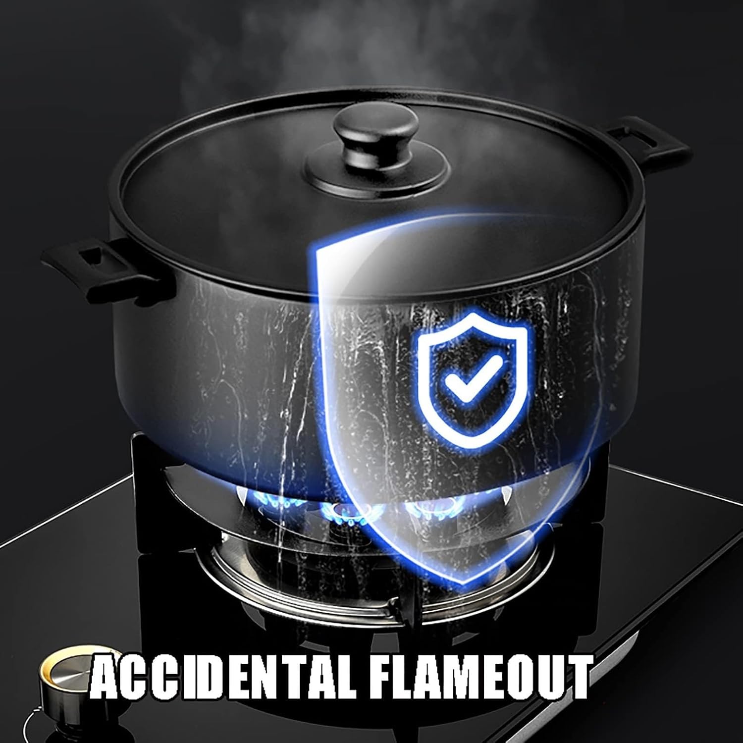 Built-in 33cm Single Burner Gas Stove, 5.2KW 9-Chamber Fire Ring Wok Burner with Flameout Protection, Anti-Gas Leakage Flame Protection, LPG/Natural Gas Kit (Size : LPG)