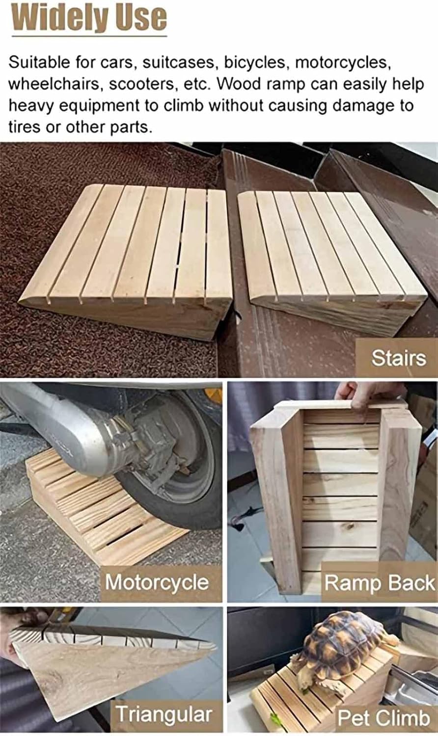 JYDQM Wheelchair Ramp Portable Door Threshold Ramp Wood, Non Slip Doorways Step Ramp, Mobility Entry Ramp for Wheelchair/Bike/Scooter, Curb Ramps for Seniors/Toddlers/Pets(Size:30.8 x 30 x 12cm)