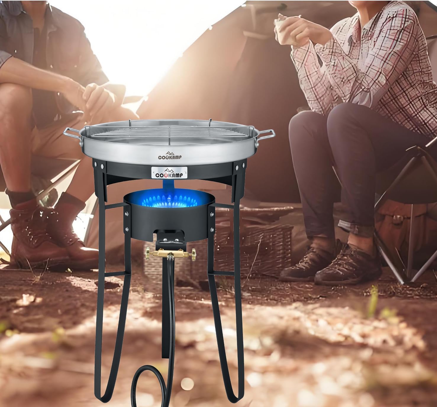 COOKAMP Propane Burner for Outdoor Cooking (Concave Comal Set)
