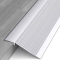 Metal Heavy Duty Transition Strip for Uneven Floors 4 Inch Wide Temporary Ramp Threshold Reducer for Wood to Tile/ Laminate Flooring/ Concrete Slabs, Floor Edge Trim ( Color : Silver , Size : 105cm/41