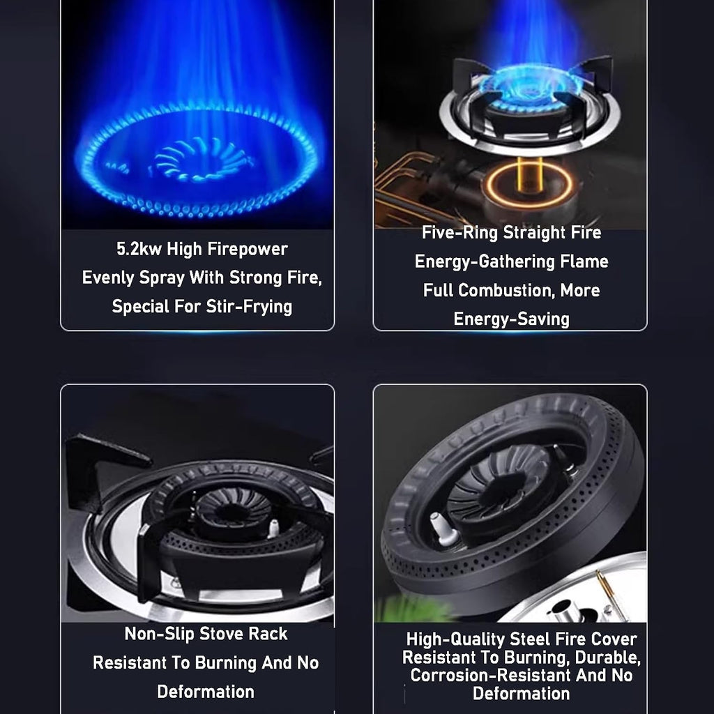 Home Gas Stove,Portable Single-burner Gas Stove,Automatic Ignition Camping Single-burner LPG/NG,Suitable for RV Apartment and Outdoor 5.2kw(LPG)