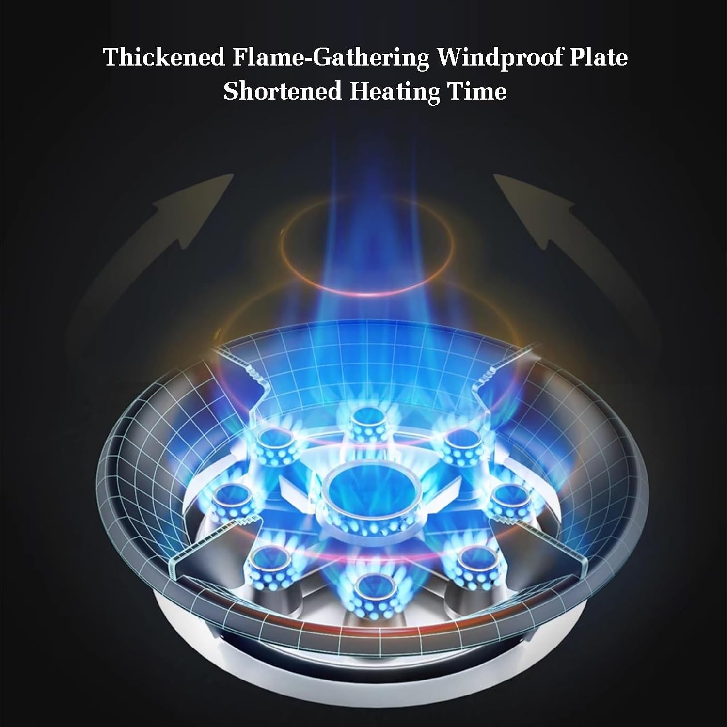 Gas Stove with 1 Burner,5.2KW Nine-Chamber Fierce Flame Stove,Gas/LP Gas Conversion,with Flame Out Protection,for Home Kitchens(LPG)