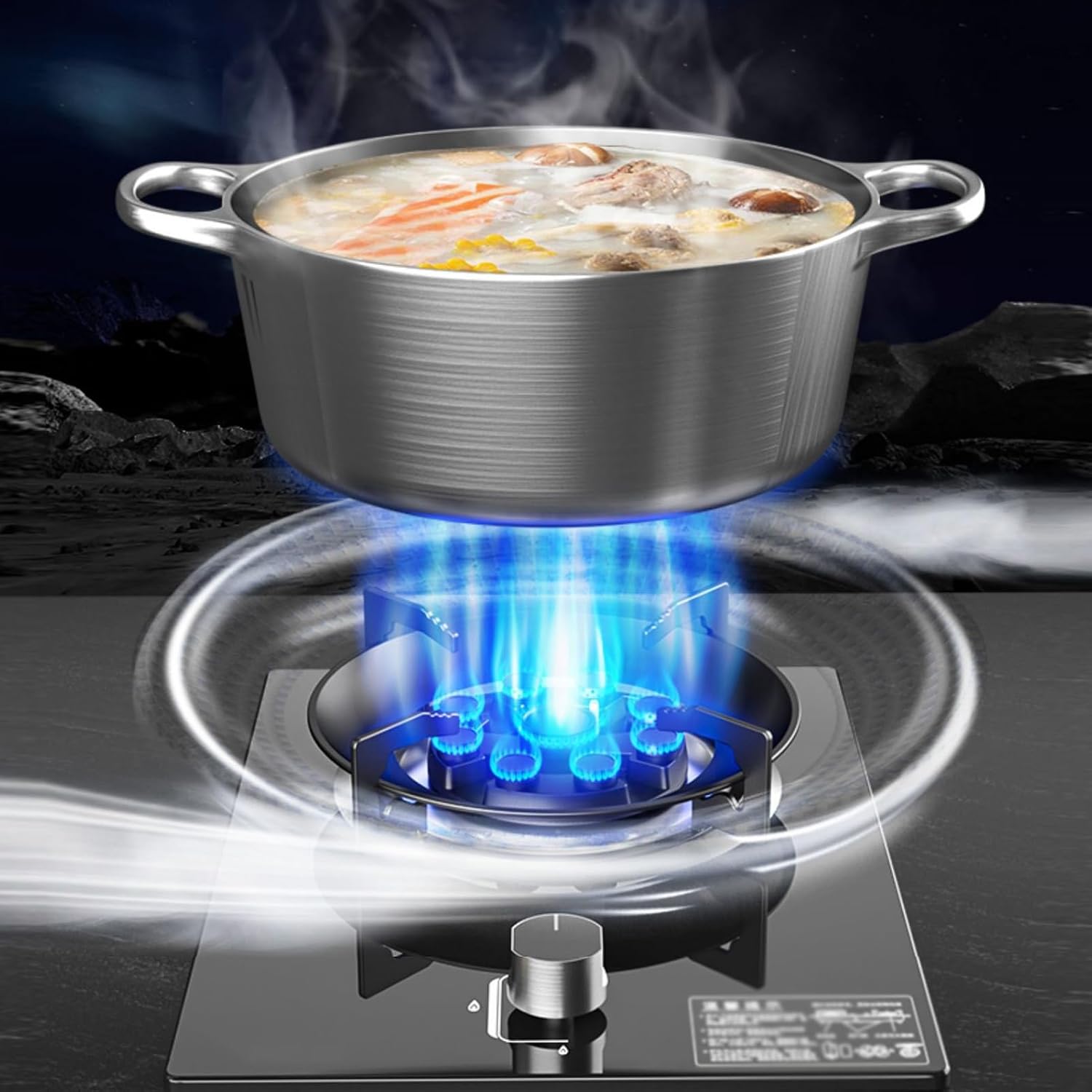 Portable Gas Stove 1 Burner,5.2KW 9-Cavity High-fire Frying Pan,Accidental Flameout Protection Device,LPG/Natural Gas Kit(NG)