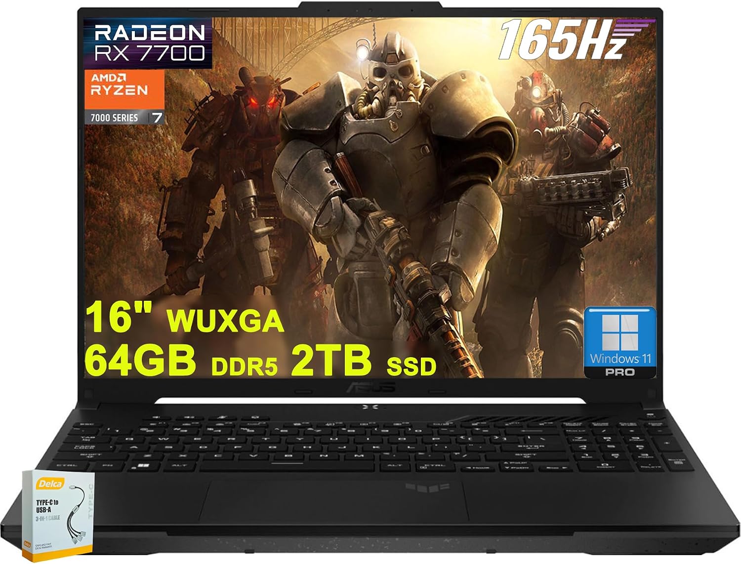 ASUS TUF Gaming A16 Laptop | 16' WUXGA 165Hz 100% sRGB | AMD 8-core Ryzen 7 7735HS | 64GB DDR5 2TB SSD | Radeon RX7700S 8GB Graphic (>RTX4060) | Backlit Type-C USB4 Win11Pro w/DLCA Accessory