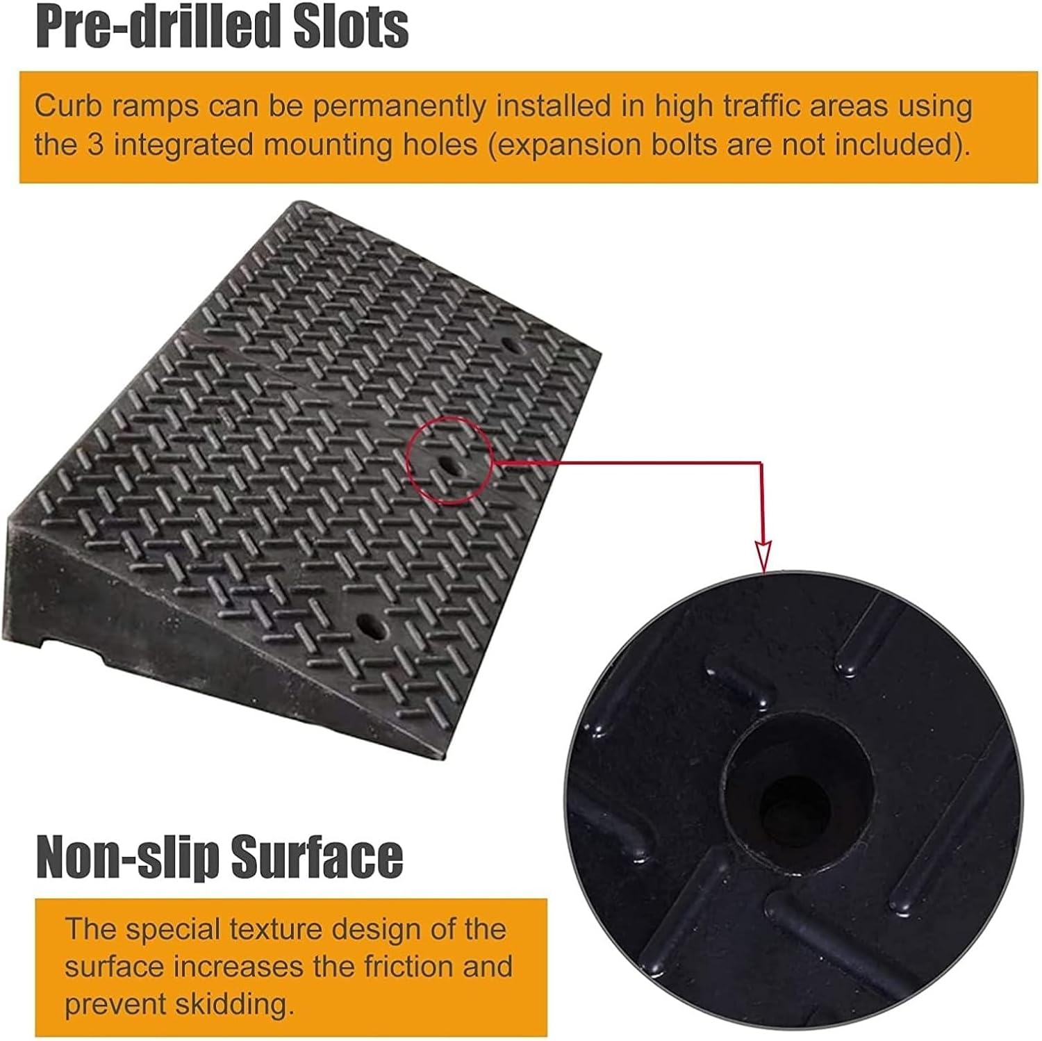 Threshold Ramp Wheelchair Ramp Heavy Duty Rubber Threshold Ramp Non-Slip Scooter Ramp Portable Kerb Ramps for Garage Parking Handicap Ramps Anti-Slip (Size : 10cm/4in)