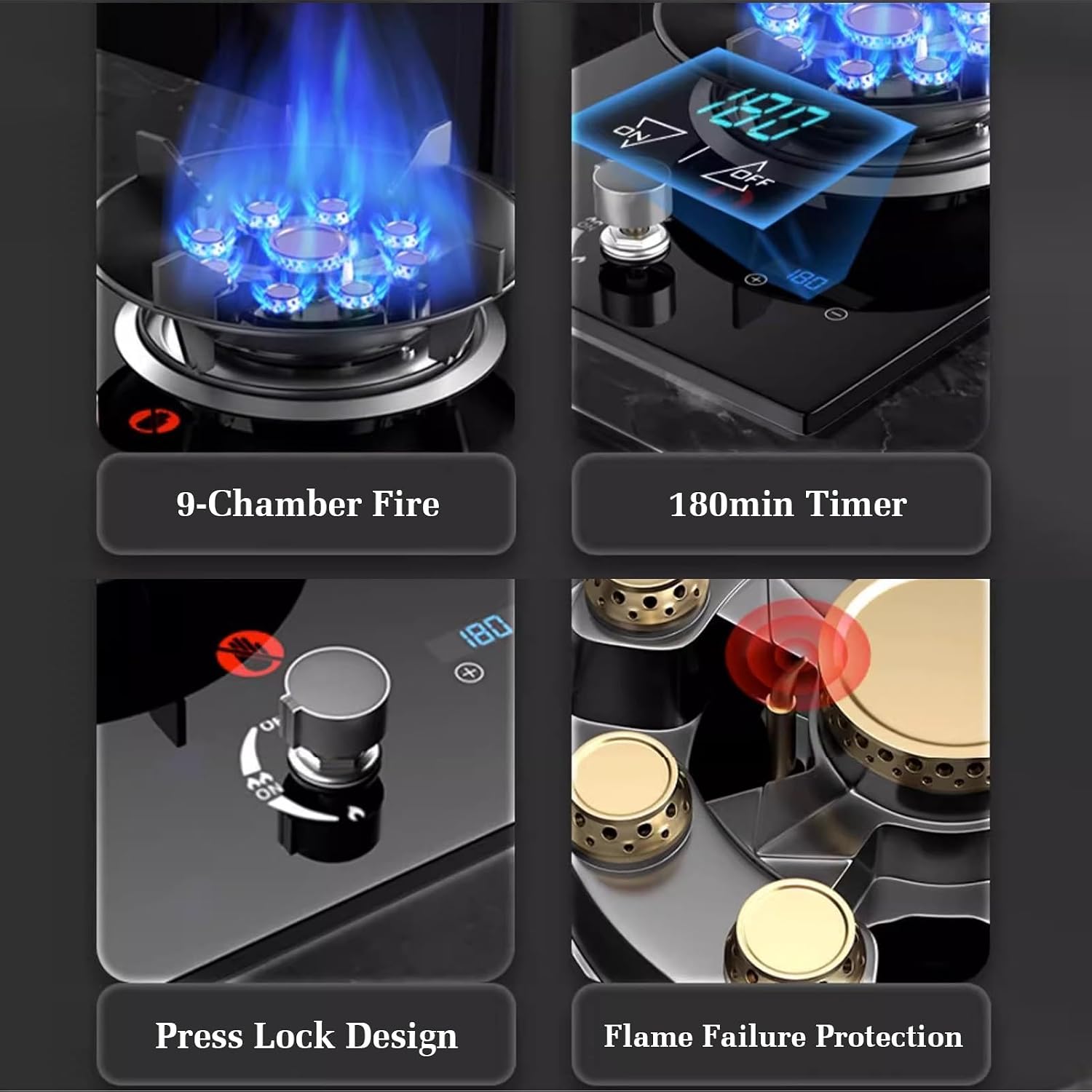 Gas Stove 1 Burner,5.2KW Catering Indoor Regulators,Gas/LP Gas Conversion Stove,with Flameout Protection and Timer,for Home Kitchen(LPG)