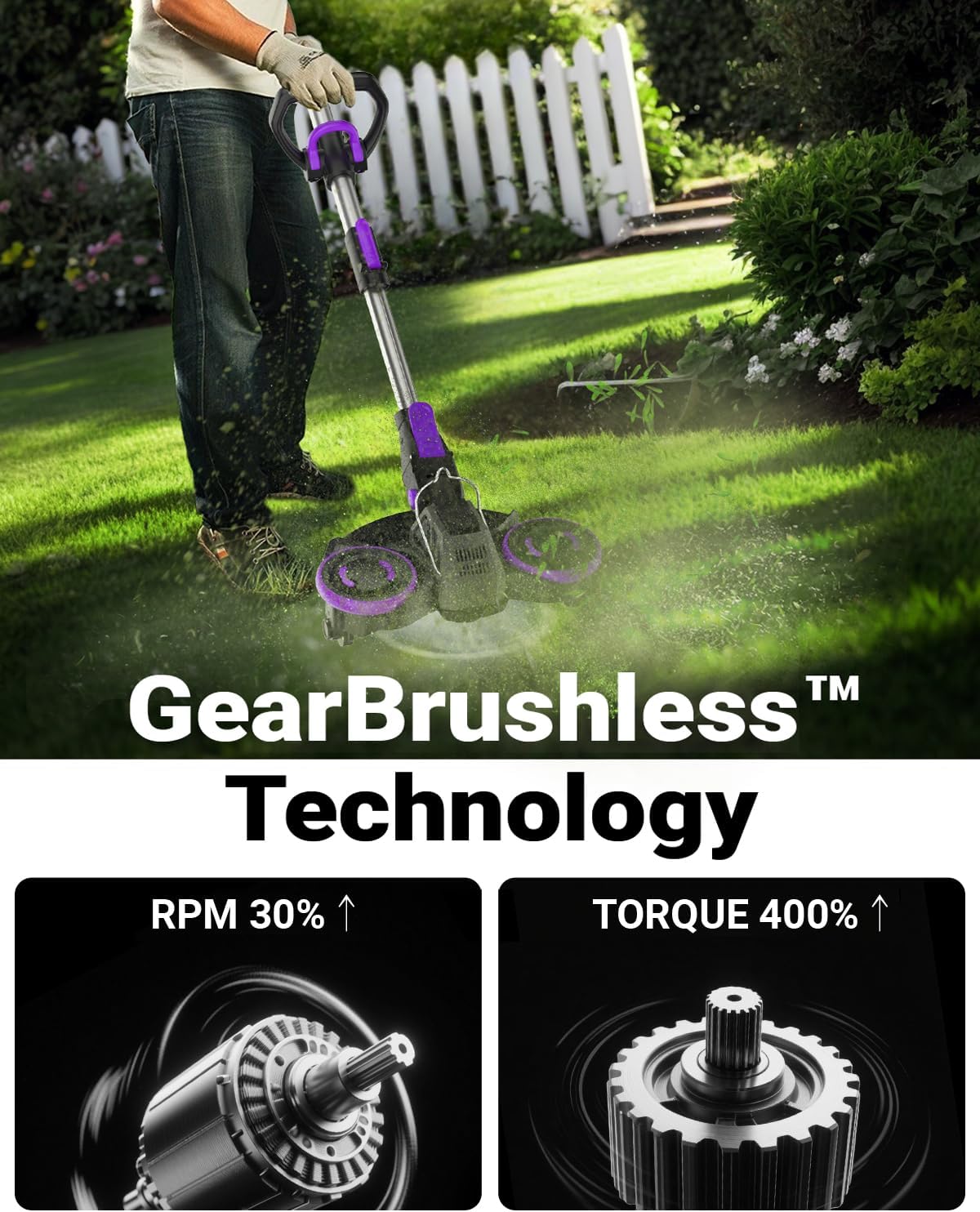 Cordless Weed Wacker, 20V 5.2Ah Battery Powered with Metal Blade, Edger/Mower/Cutter 3 in 1, Runtime 30mins (One Battery and Charger)