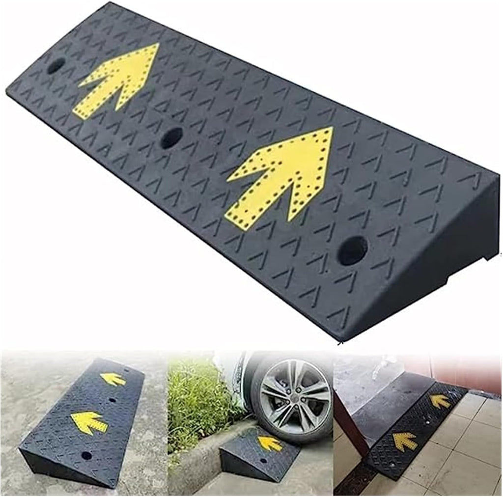 Rubber Curb Ramps Non-Slip Threshold Ramp for Outdoor, Kerb Ramps 3in - 7in Rise Loading Ramp Driveway Ramp for RV, Truck, Loading Dock, 6 Ton. Capacity (Color : Black, Siz