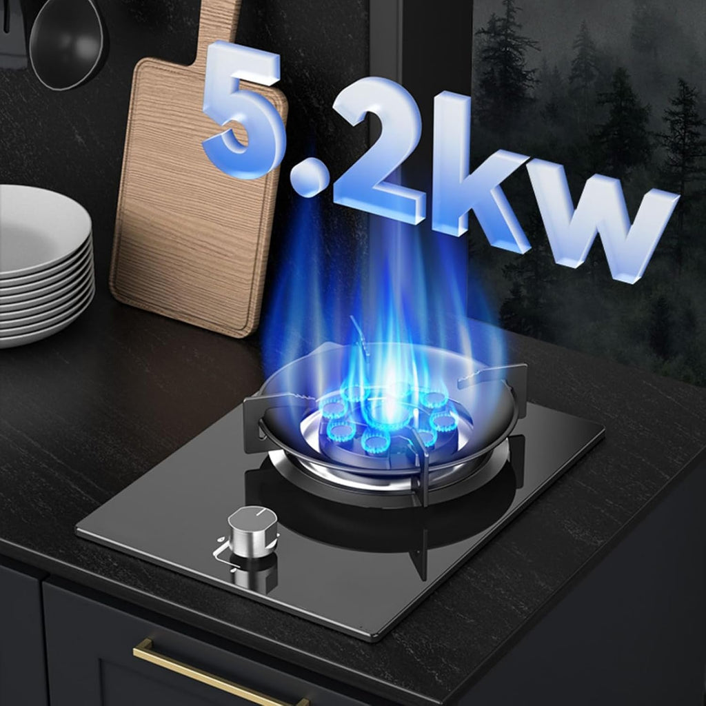 Portable Gas Stove 1 Burner,5.2KW Kitchen Counter Top Stove,Catering Indoor Regulators,with Flameout Protection,for Home Kitchen(LPG)