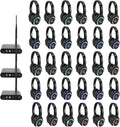 Retekess TA003 Silent Disco Headphone System, Wireless Silent Party Bundle, Comfort Fit, 3 Light Modes, DJ Headphones Professional for Music Events, School (3 Transmitters 30 Headphones)