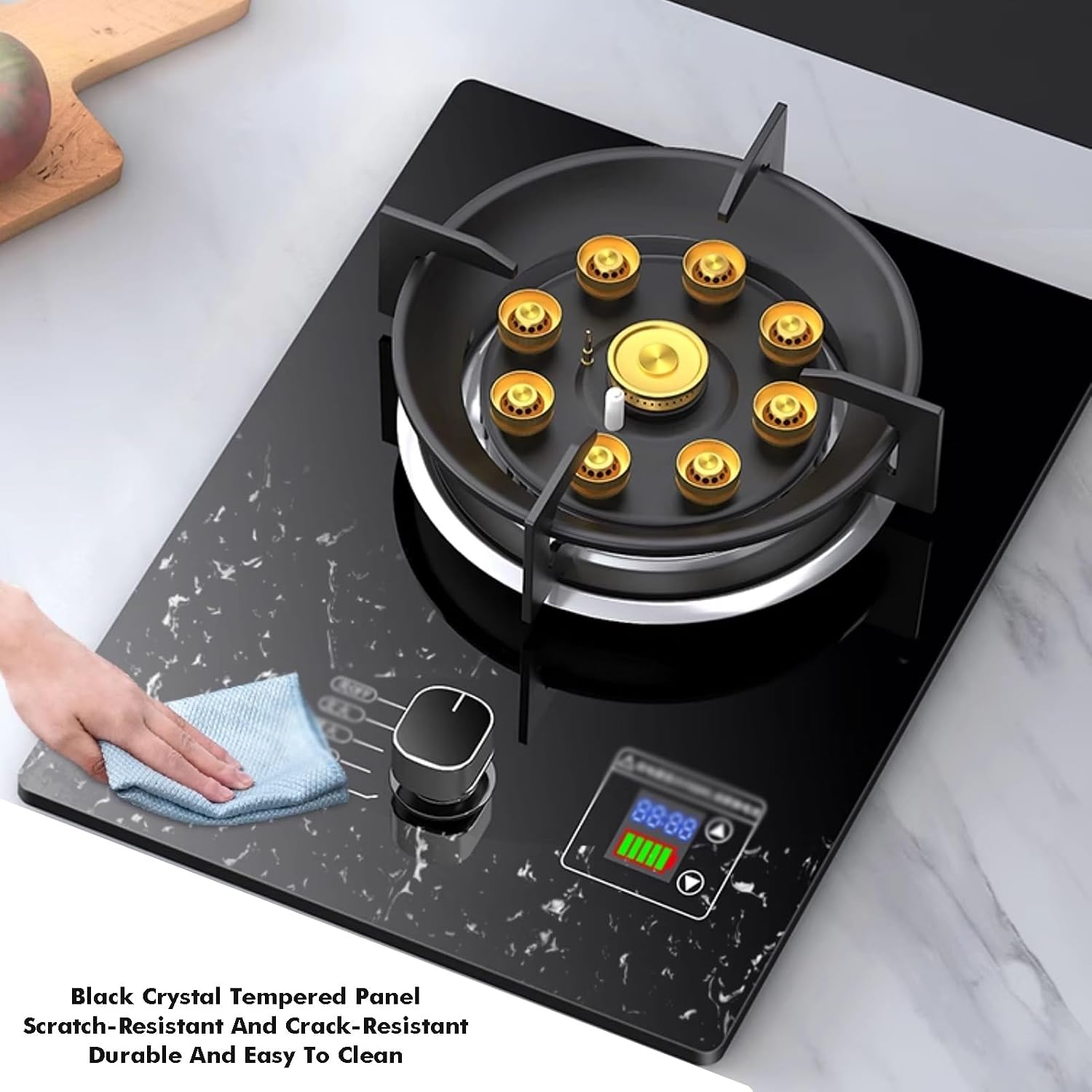 Portable Gas Stove 1 Burner,Indoor Gas Cooker,5.2KW Nine-Cavity High-fire Timer,Cooktop Stainless Steel,for Home Kitchen Camping Garden Catering(NG)