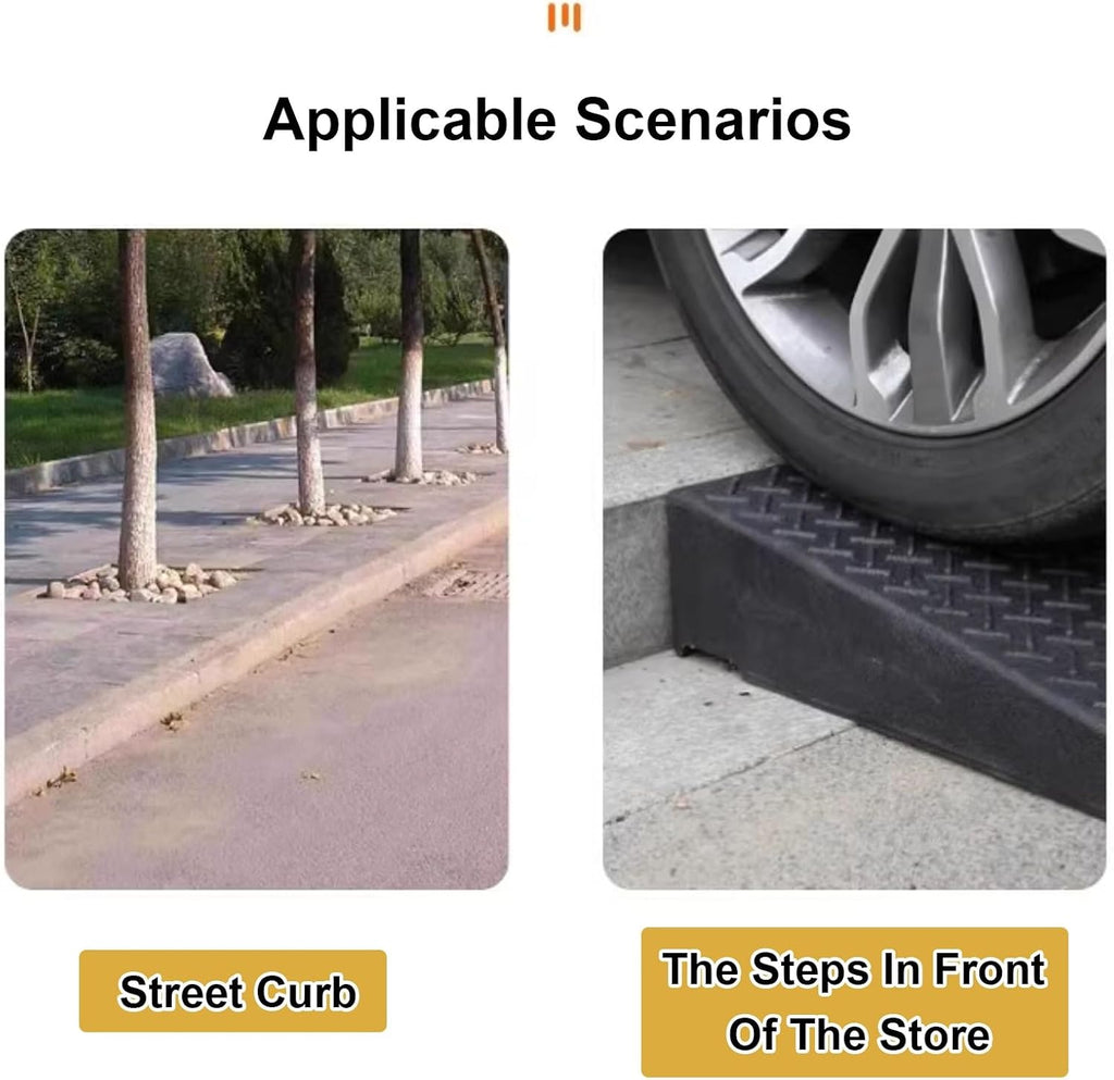 Rubber and Plastic Curb Ramp, Multiple, Threshold Ramp, Strong Load-Bearing, Suitable for Entryway, Bike, Pets, Sidewalk(100 * 30 * 12cm/39 * 12 * 5in)