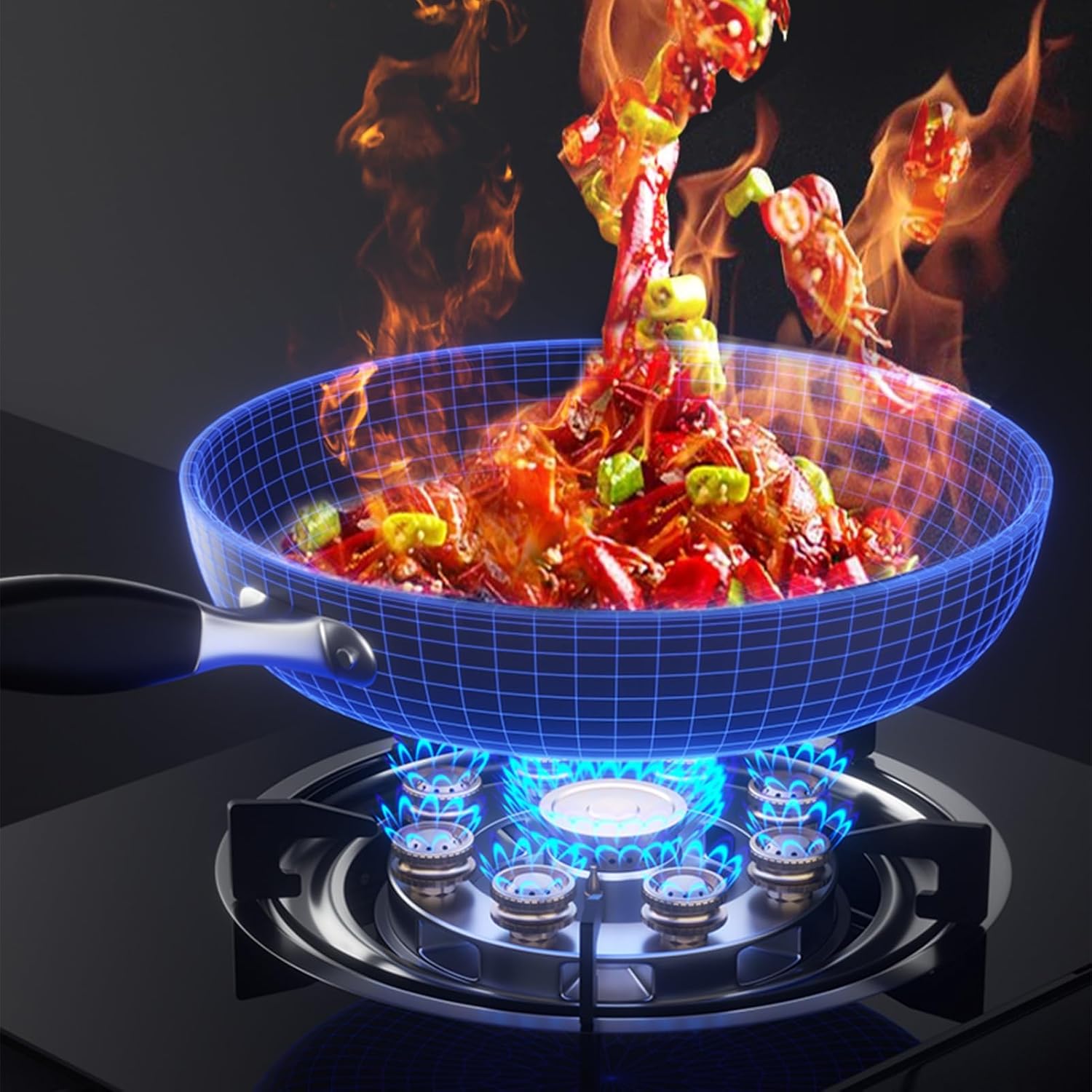 Gas Cooker 1 Burner,4.0KW Nine-Cavity High-fire Timer,Gas/LP Gas Conversion Stove,Tempered Glass Cast Iron Pot Rack,with Flameout Protection,for Home Kitchen(LPG)