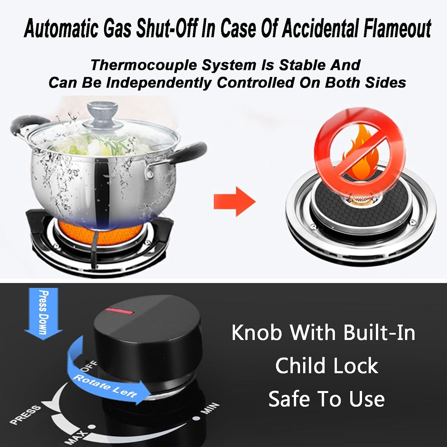 Gas Cooker,Single-Burner Household 4.2kw Gas Stove,Desktop/Embedded Dual-Use,for Food Stalls Family Restaurants(NG)