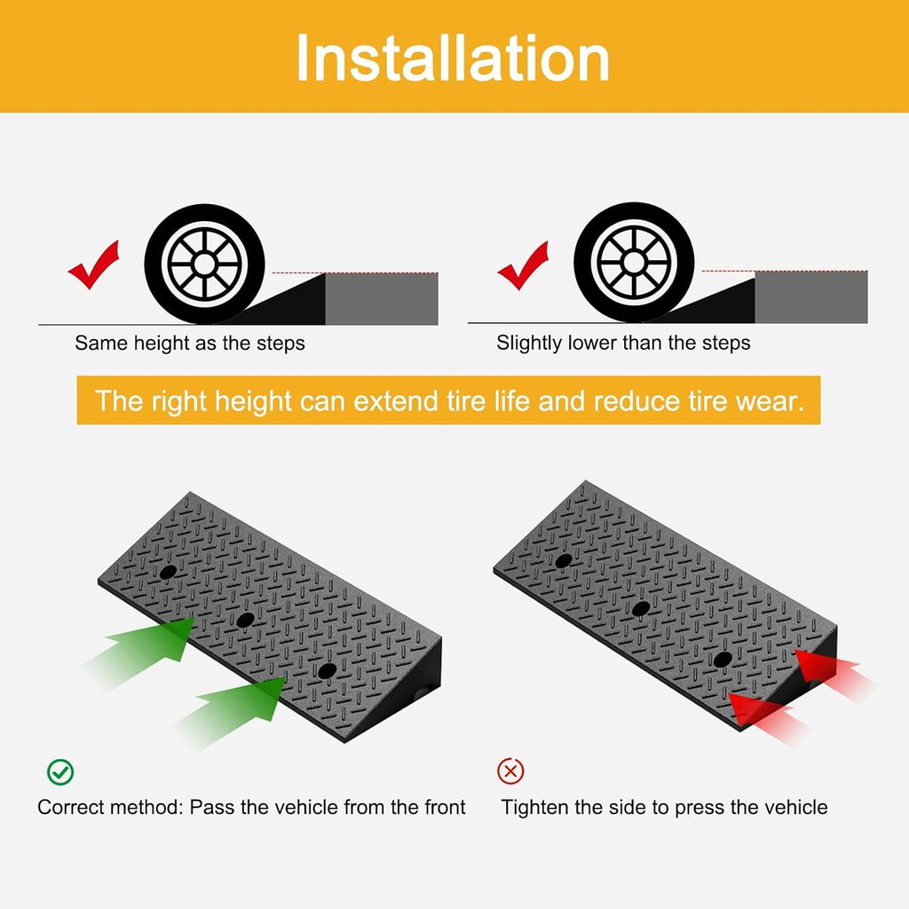 Rubber Curb Ramps for Driveway, Threshold Ramps for Doorways, 3t/6613lb, Non-Slip, for Wheelchairs, Cars, Sidewalks(9.8x3.9in)