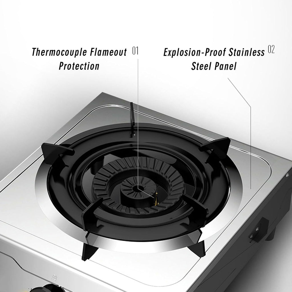 Single Burner,4.5kw Stainless Steel Gas Stove,Tabletop Burner,Thermocouple Protection,Suitable for Apartments,Indoors (Size : NG)