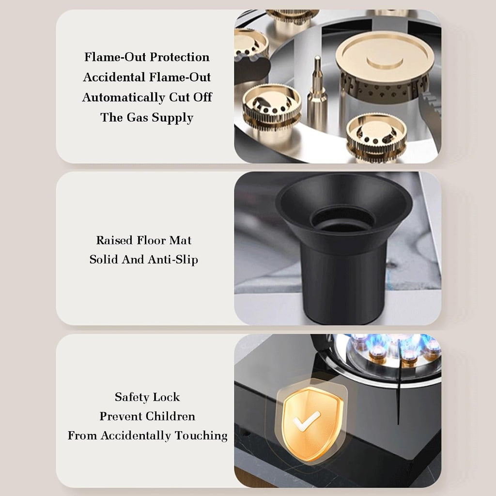 Gas Cooker 1 Burner,5.0KW Gas Stove,Gas/LP Gas Conversion Stove,Tempered Glass Cast Iron Pot Rack,with Flameout Protection,for Home Kitchen(LPG)