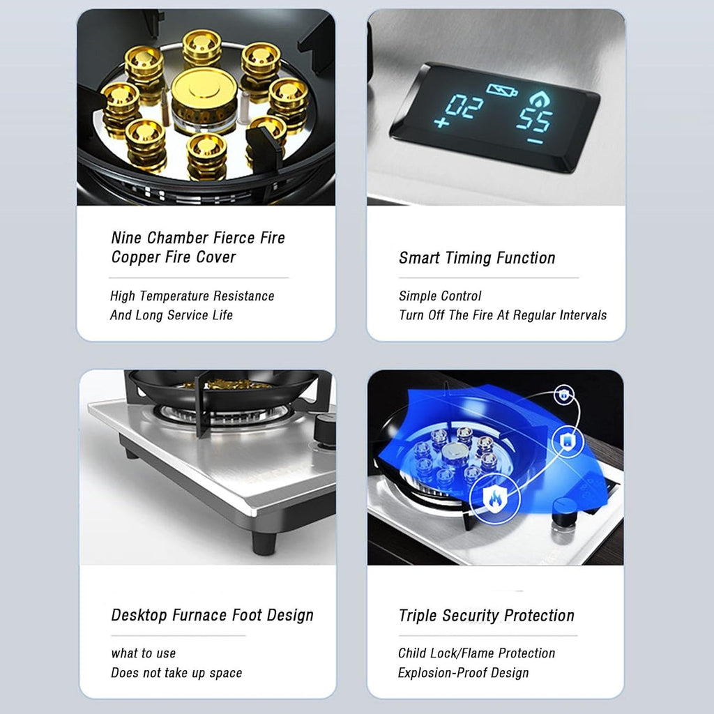 Propane Gas Stove,Single Burner Propane Stove,tabletopstainless Steel,Max 24566.4BTU with Pulse Electronic Ignition Suitable for Apartments, Kitchens and More