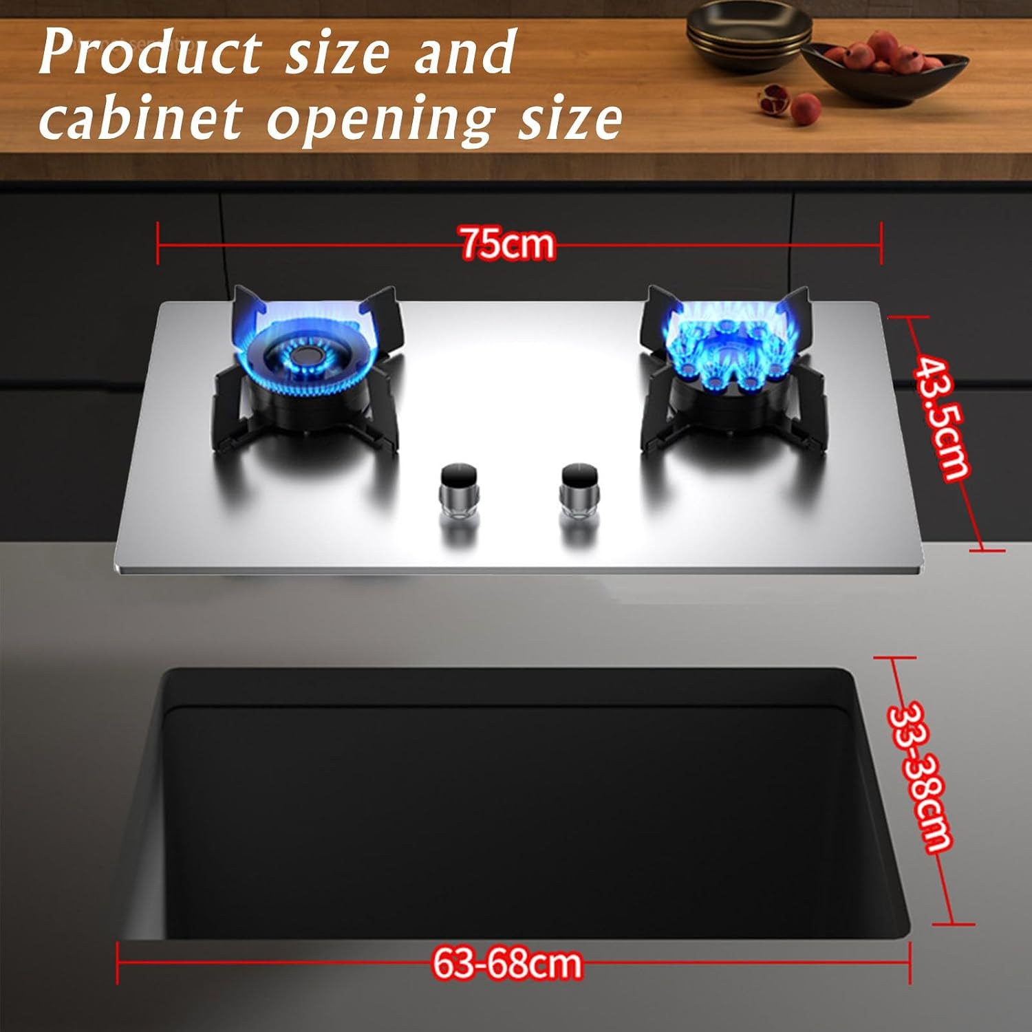 Propane Stove,2 Burners Portable Propane Stove,Stainless Steel Gas Cooktop,Maximum 17742.4BTU for Family Restaurants and Food Trucks (Color : NG, Size : Style 1)