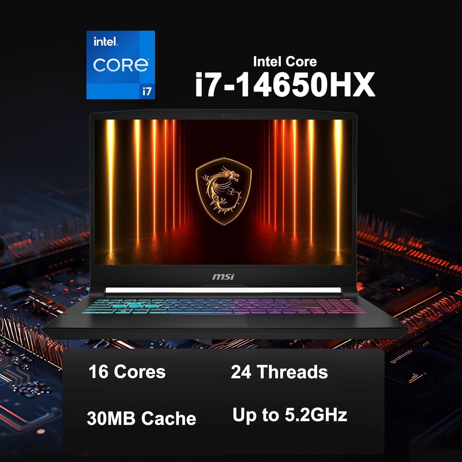 msi Katana 15.6' QHD Gaming Laptop, Intel Core i7-14650HX, NVIDIA GeForce RTX 5070, 64GB RAM 1TB SSD, 4 Zone RGB Backlit Keyboard, WiFi 6E, Webcam, 256gb 9H Docking Station, Windows 11 Home, Black