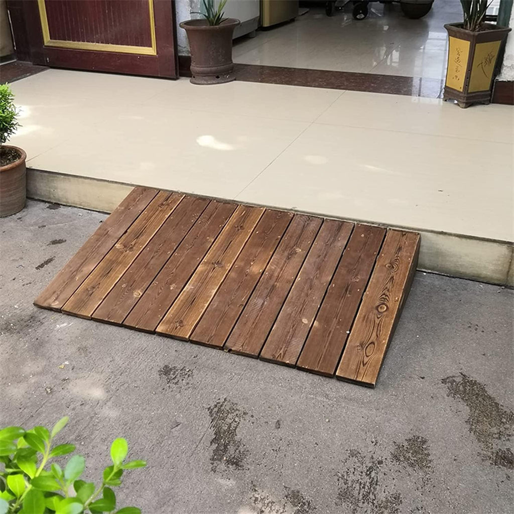 GUENZO Threshold Ramp, Rampsfor Sweeper Walkers Wheelchairs, Threshold Ramp Wooden for Home/Front Door/Yard/Doorways, 3-10 Inch Rise Entry Anti-Slip Transition Ramp(90x80x25cm (35.4x27.5x10))
