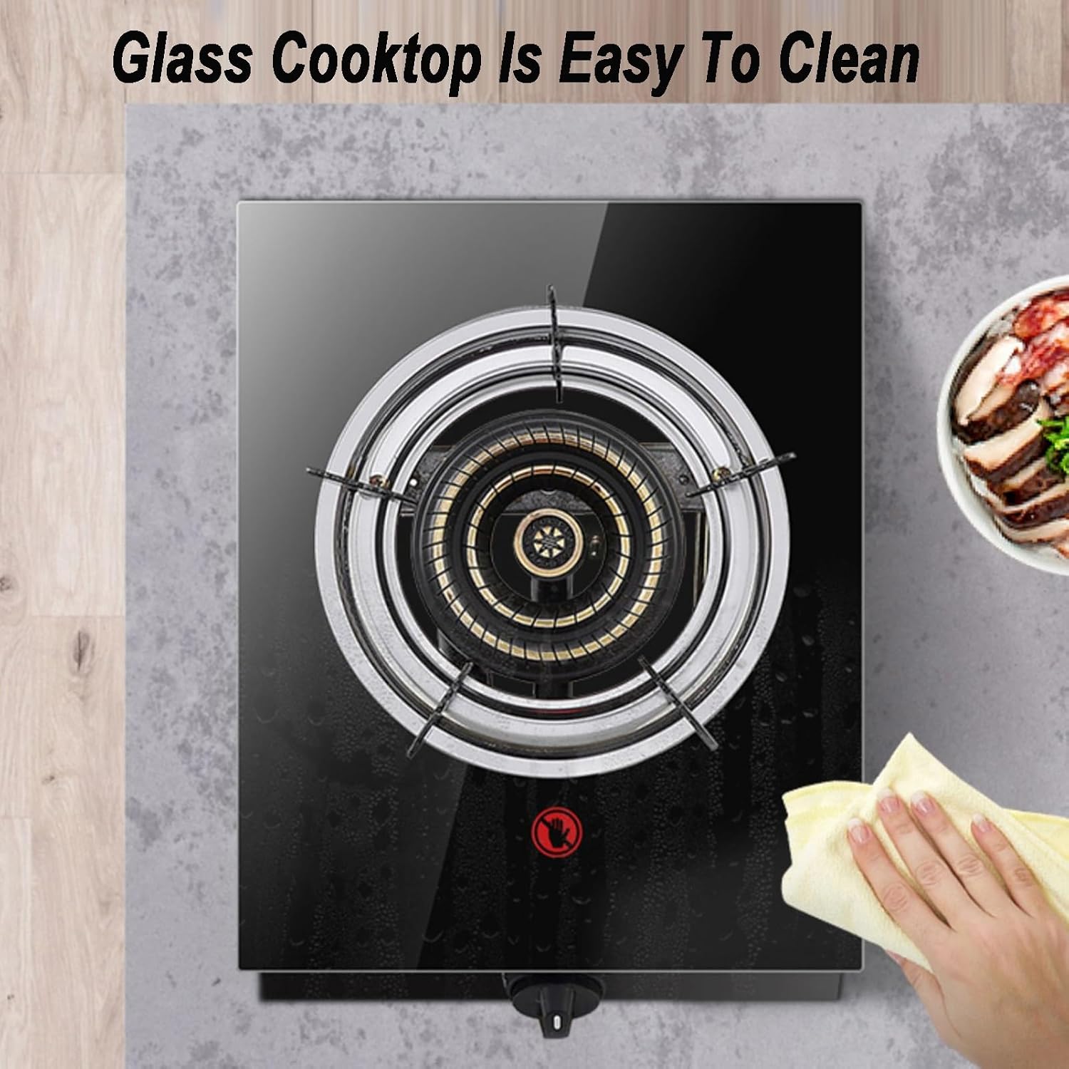 Gas Stove 1 Burner,4.0KW Four-Ring High Flame,Black Tempered Glass Gas Stove,Natural Gas/Liquefied Gas Conversion Stove,with Automatic Flameout(LPG)
