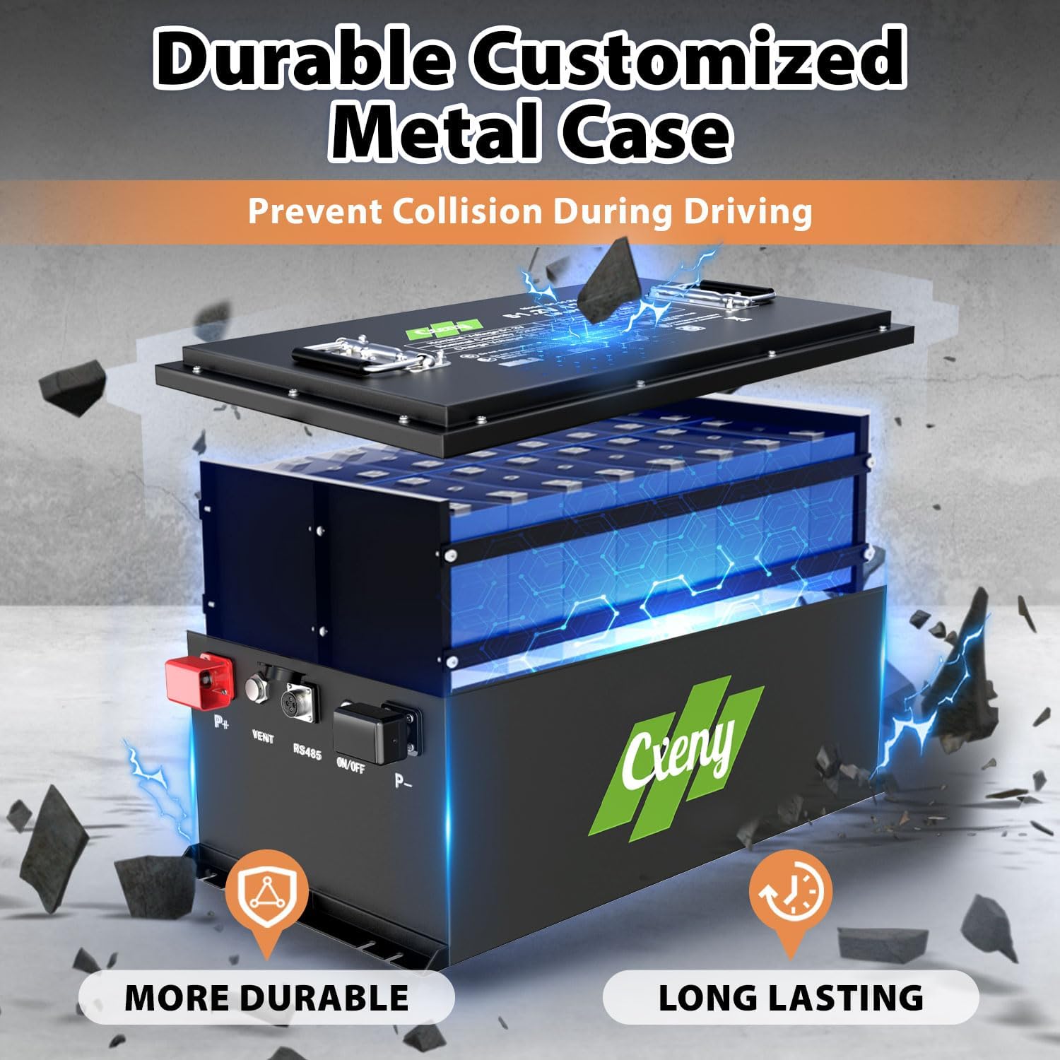 48V 125Ah Lithium Golf Cart Battery with 18A Charger, Built-in Smart 200A BMS, with Touch Monitor, Max 6.4kW Power Output, 8000+ Cycles, Perfect for Golf Carts, Lawn Mower, Solar, RV and Off Grid