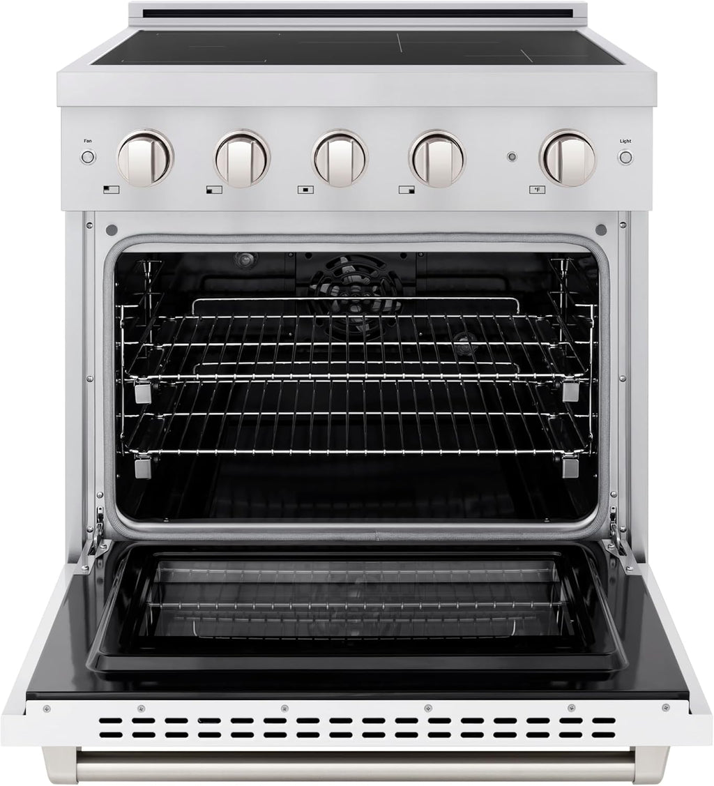 ZLINE 30 in. 4.2 cu. ft. Paramount Induction Range with 4 Element Cooktop and Electric Convection Oven in Stainless Steel with White Matte Door (SINR-WM-30)