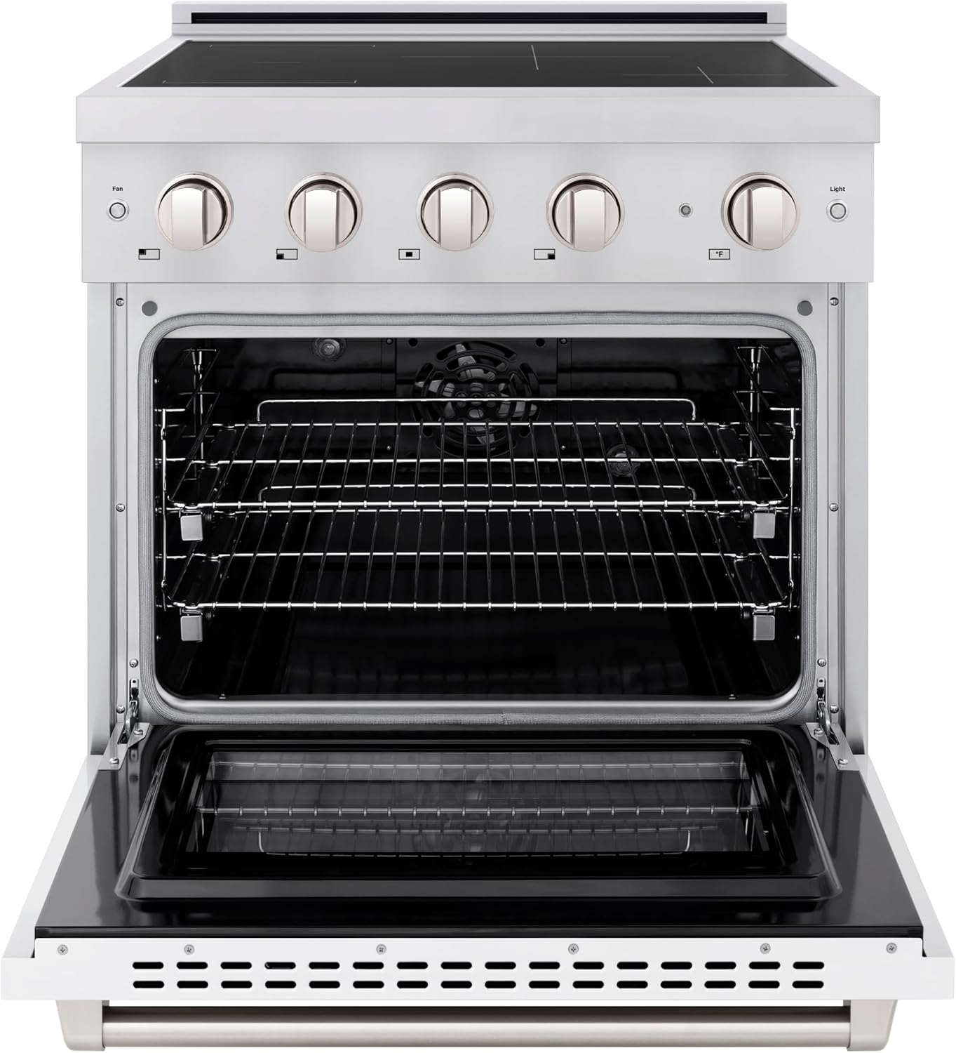 ZLINE 30 in. 4.2 cu. ft. Paramount Induction Range with 4 Element Cooktop and Electric Convection Oven in Stainless Steel with White Matte Door (SINR-WM-30)