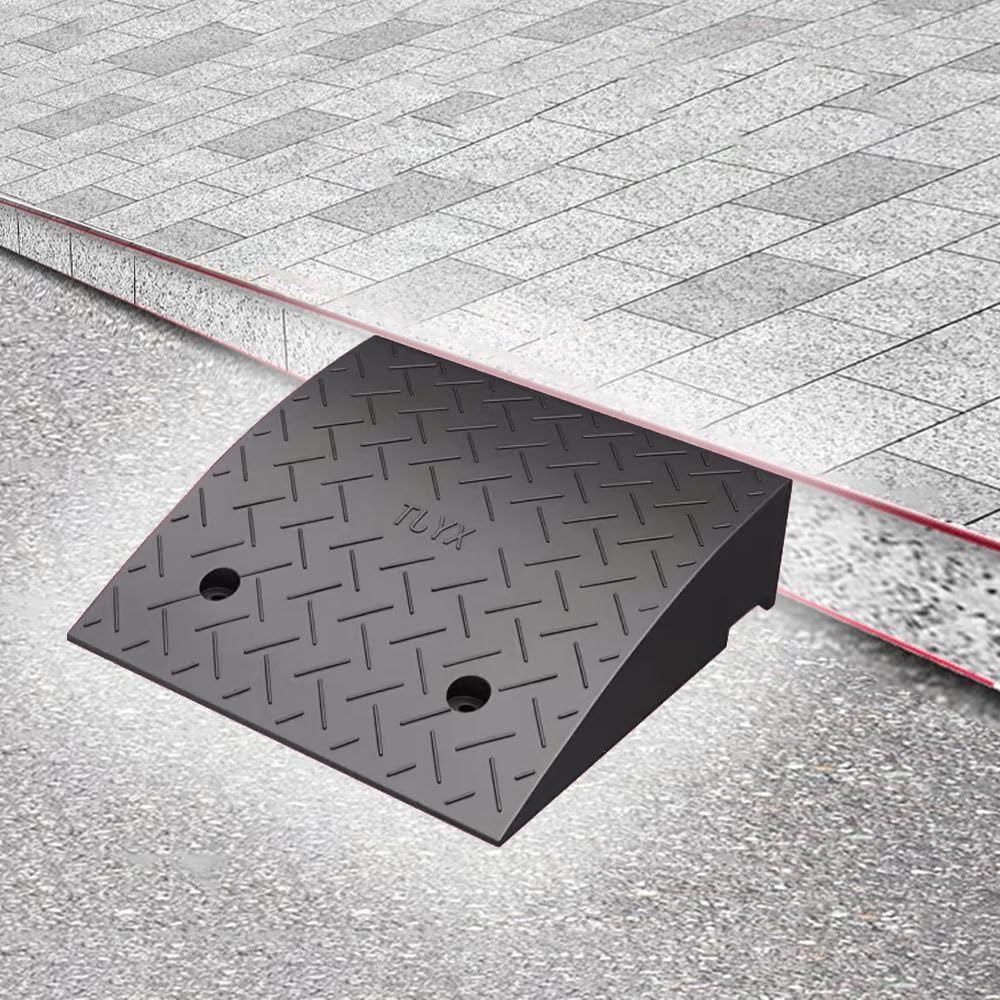Curb ramp,Driveway ramp, 3' 4' 5' Lightweight Wheelchair Threshold Ramp for Doorway Garage Sidewalk Warehouse(H 13cm/5')