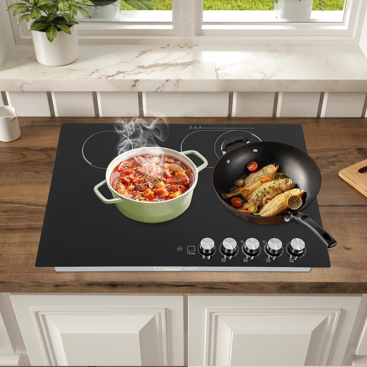 Electric Cooktop,Electric Stovetop,4 Burners Electric Cooktop,29.53 * 20.08in Electric Smoothtop Style Cooktop with 4 Elements,Induction Cooktop Stovetop with Booster and Timer (4 Burners)