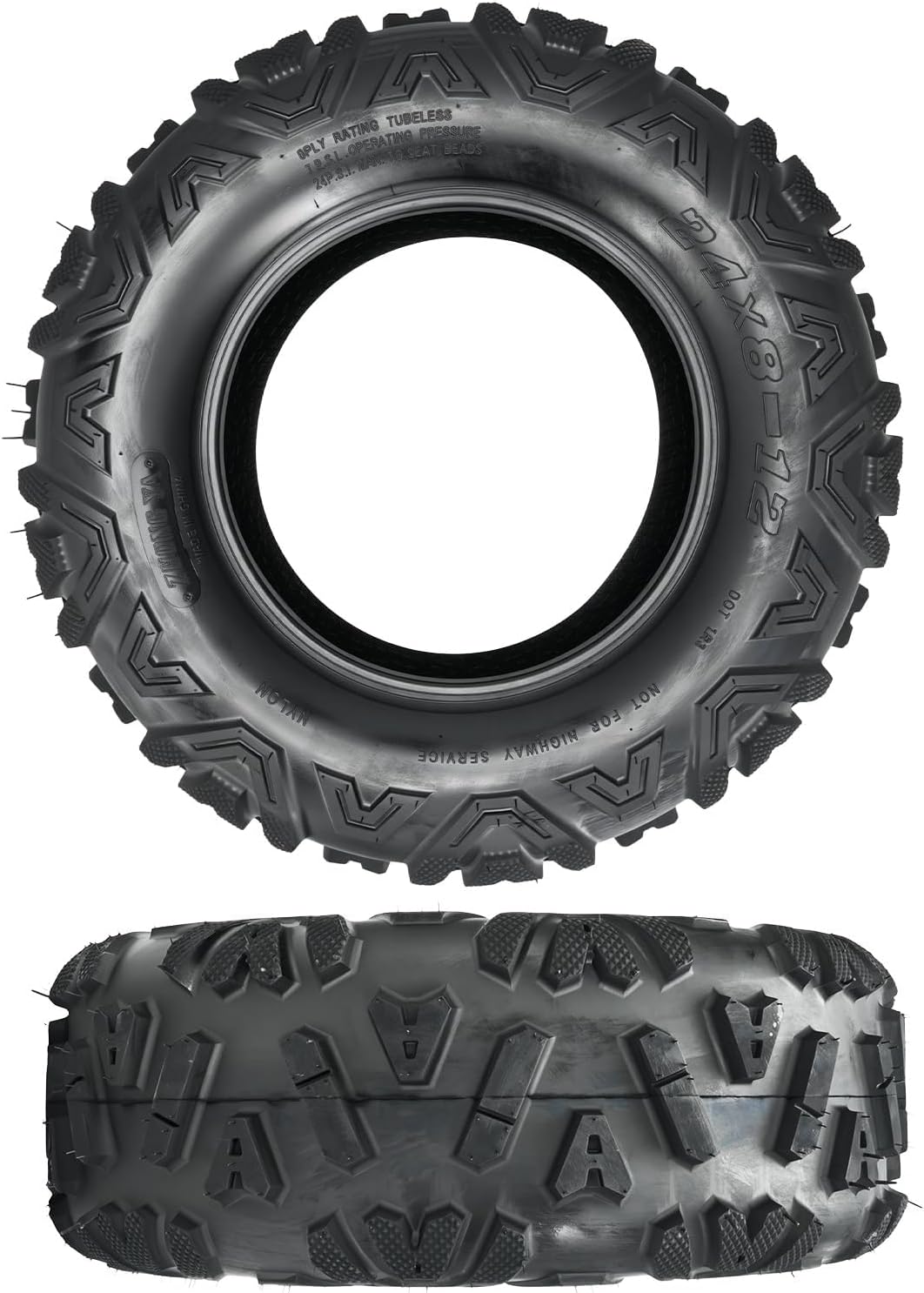 KAX 24x8-12 ATV UTV All-terrain Tires,24x8-12 Off-Road Mud Tires,6 Ply, 2Pcs,Tubeless Z-199