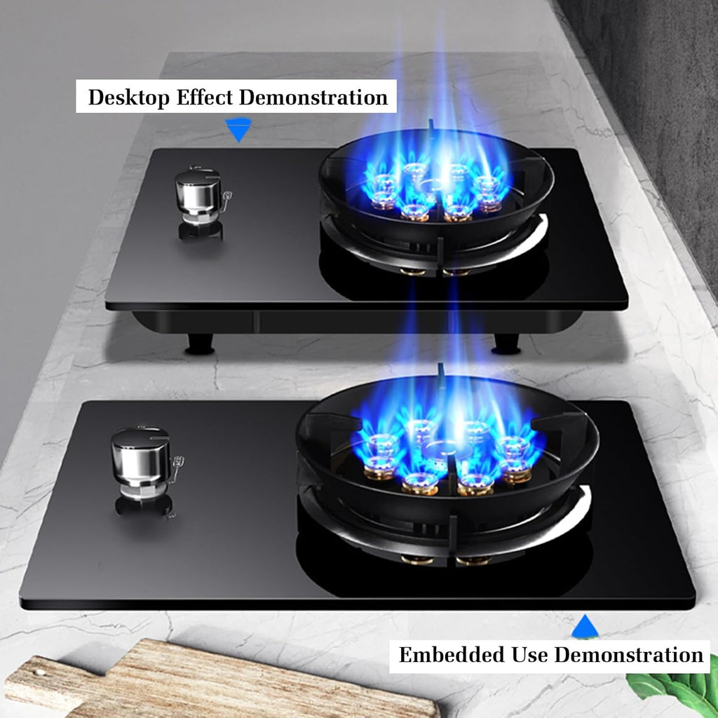 Gas Stove with 1 Burner,5.2KW Kitchen Counter Top Stove,Gas/LP Gas Conversion Stove,Tempered Glass Cast Iron Pot Rack,with Flameout Protection,for Home Kitchen(LPG)