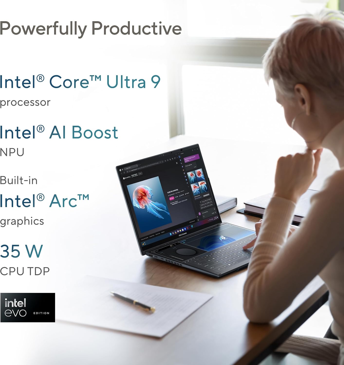 ASUS Zenbook Duo Dual 14' OLED WQXGA+ 120Hz Notebook Intel Core Ultra 9 185H 32GB RAM 1TB SSD Intel Arc Graphics Inkwell Gray