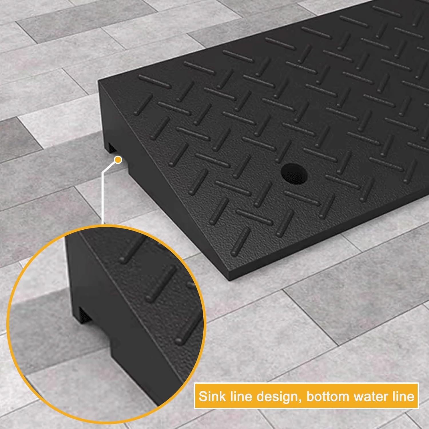 Rubber Curb Ramps for Driveway, Threshold Ramps for Doorways, 3t/6613lb, Non-Slip, for Wheelchairs, Cars, Sidewalks(9.8x2in)
