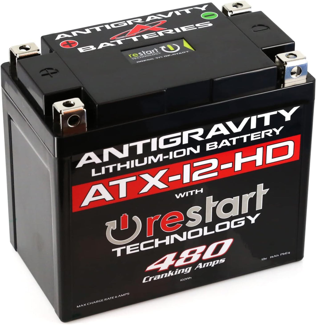 Antigravity ATX12-HD. Heavy Duty Lithium Motorcycle and Powersport Battery with Built in Jump Starting, 8Ah, ATV, Quad, UTV, Scooter, Lawn Mower, Generator Battery - Harley, Honda, Kawasaki