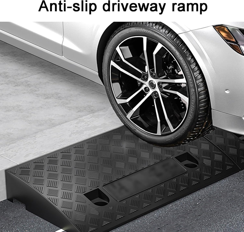 Automotive Curb Ramp 2 Pack Portable Threshold Ramp Antislip Wheelchair Ramp for Loading Dock Sidewalk Driveway(Black,6cm/2.4in)