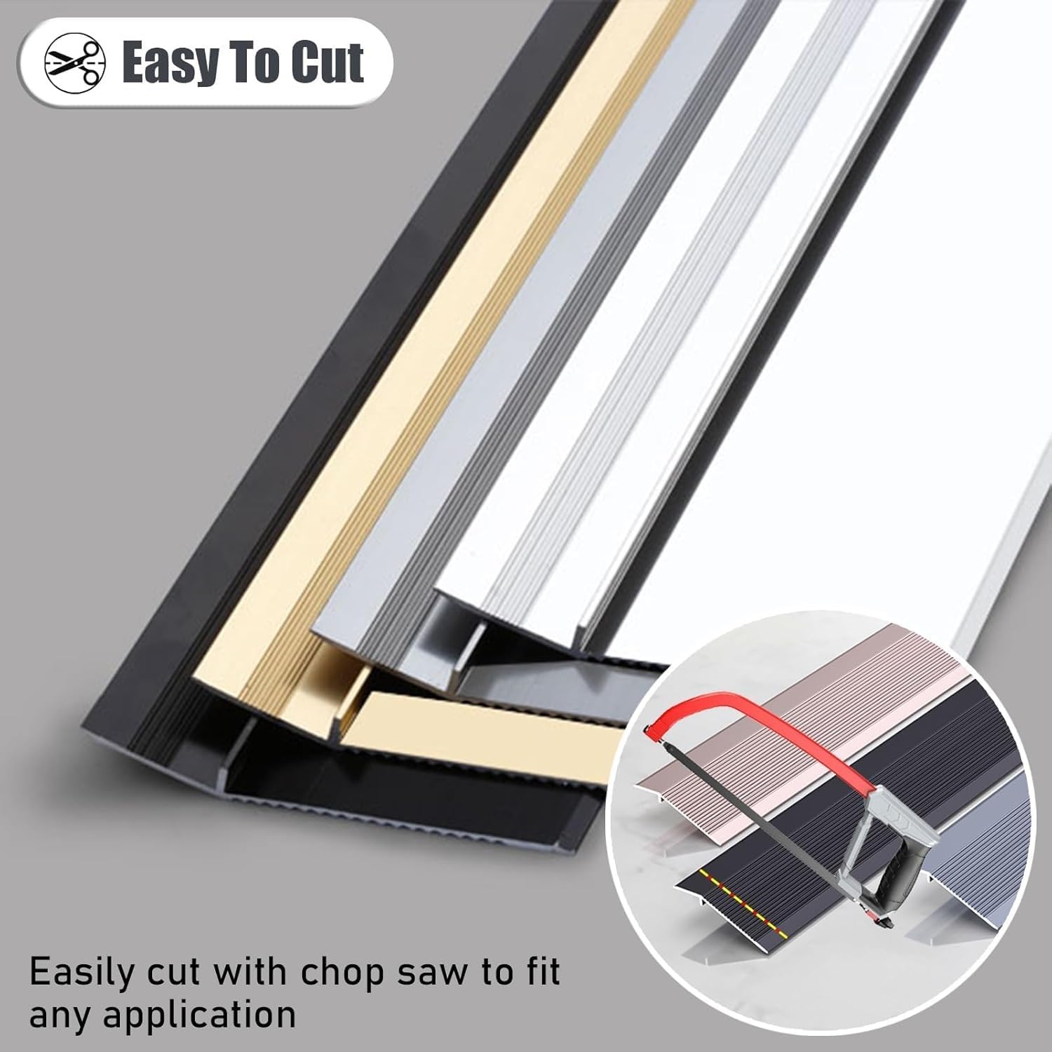Door Strip 4inch Wide Floor Transition Strip Threshold Ramps for Doorways, Flooring Edge Trim, Wood to Vinyl, Metal Aluminum(Silver,130cm/51.2in/4.3ft)