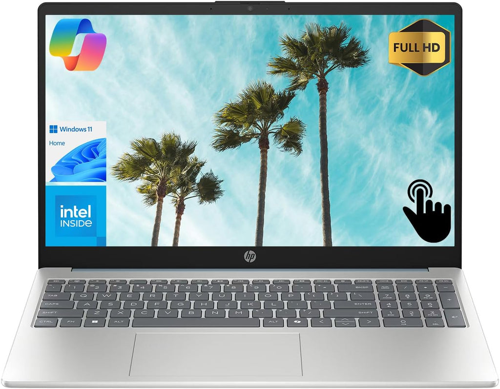HP 15 AI-Powered Copilot Laptop, 15.6' FHD Touchscreen, 8-Cores Intel Core i3-N305 Processor, 16GB RAM, 1TB PCIe SSD, HDMI, HD Camera, Numeric Keypad, Wi-Fi 6, Windows 11 Home, Blue