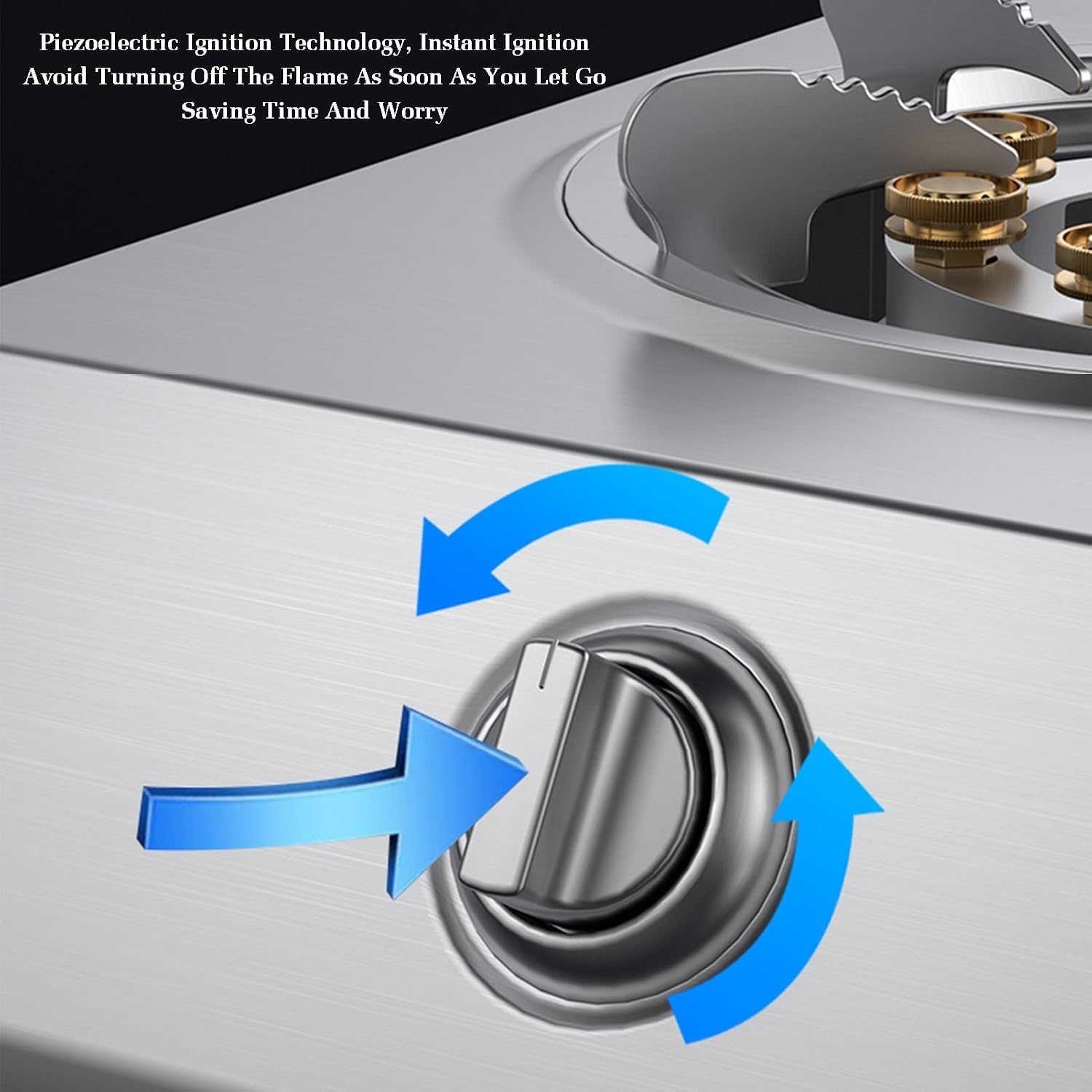 Gas Cooker 1 Burner,7.5KW Stainless Steel Gas Stove,Gas/LP Gas Conversion Stove,with Flameout Protection,for Home Kitchen(LPG)